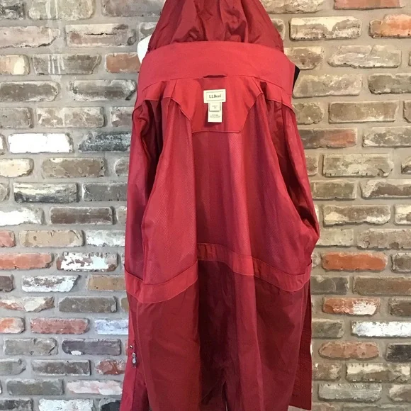 L.L. Bean Women's Red Hooded Trench Coat Rain Jacket 3X